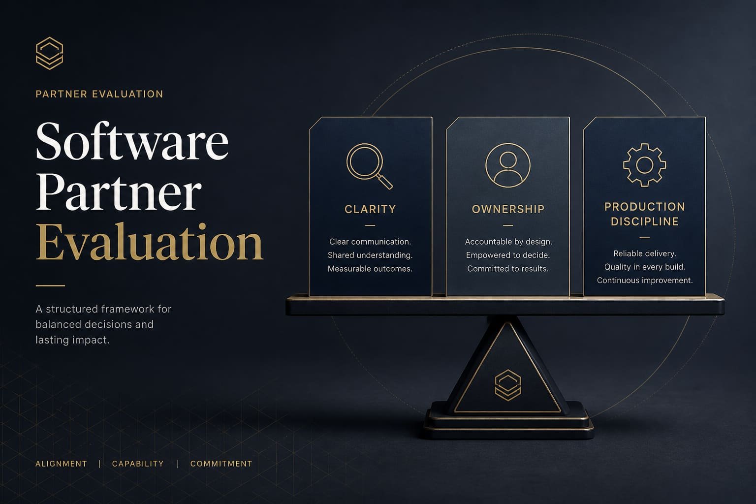 Abstract systems imagery representing accountable software partnerships