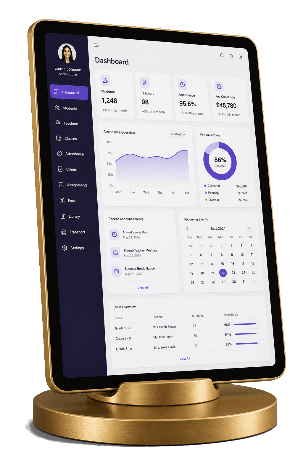 Lucid School ERP school management platform visual